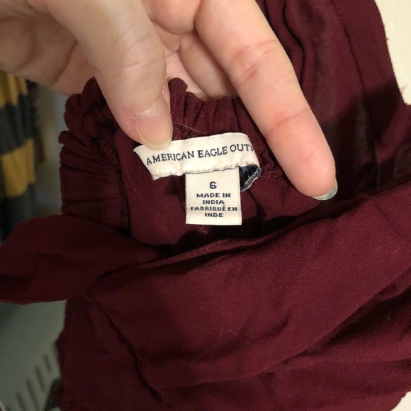 AE Wine-Colored Tie-Back Romper - Picture 3 of 5